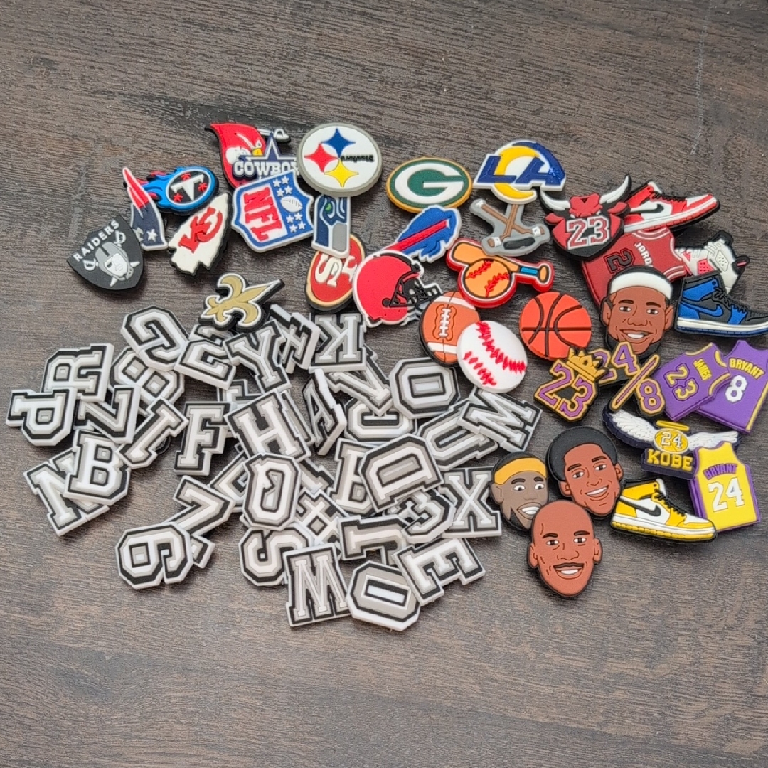 Assorted Sports And Alphabet Shoe Charms
